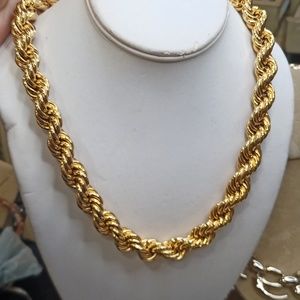Chunky Large Fat Rope Chain Vintage Gold Plated